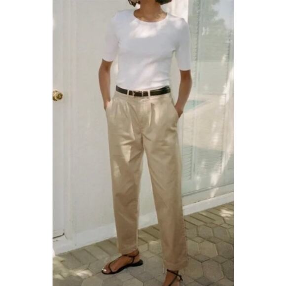 AYR The Metropolitan Pleated Twill Trouser Pants Khaki Tan Size 12